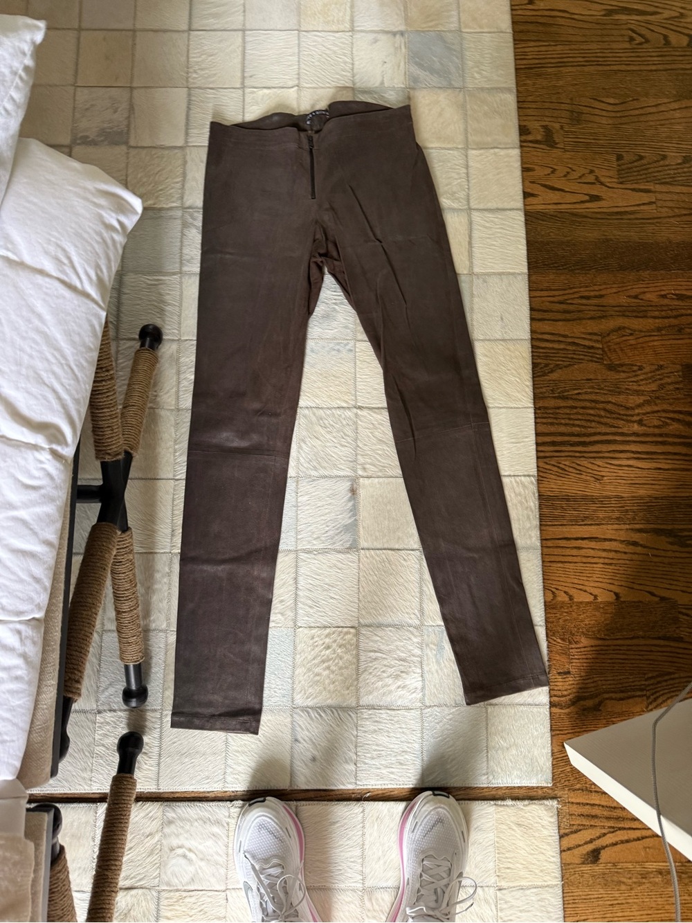 Alice + Olivia Brown Faux-Leather Skinny Pants